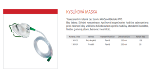 Kyslíková maska pro dospělé s 2m prodlužovací hadičkou (Mapo Medical)